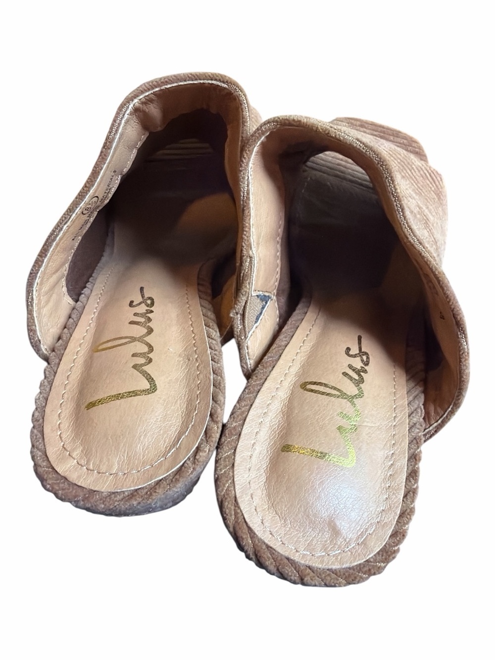 Lulu's Ribbed Tan Block Heel Mule Sandals - Picture 4 of 6